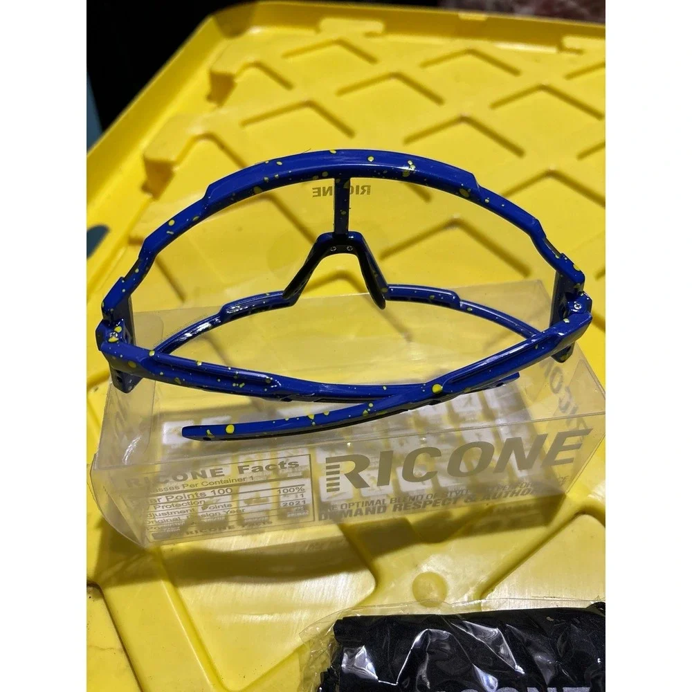 NEW Ricone Adult‎ Photochromic Cycling Motorcycle Glasses Goggles, Black/Blue